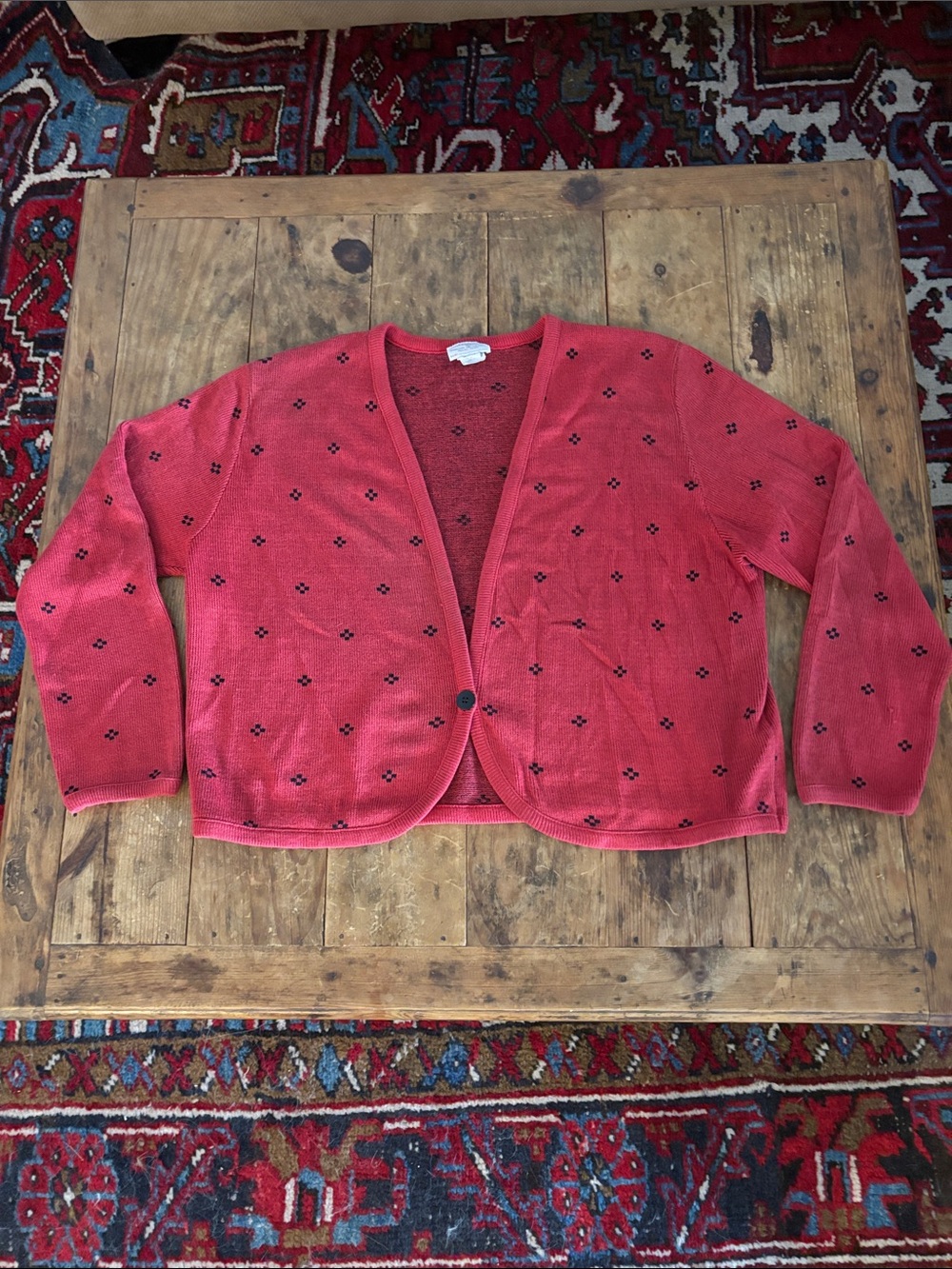 Vintage 1980’s Women's Red Knit American Airline Cardigan Sweater - XL